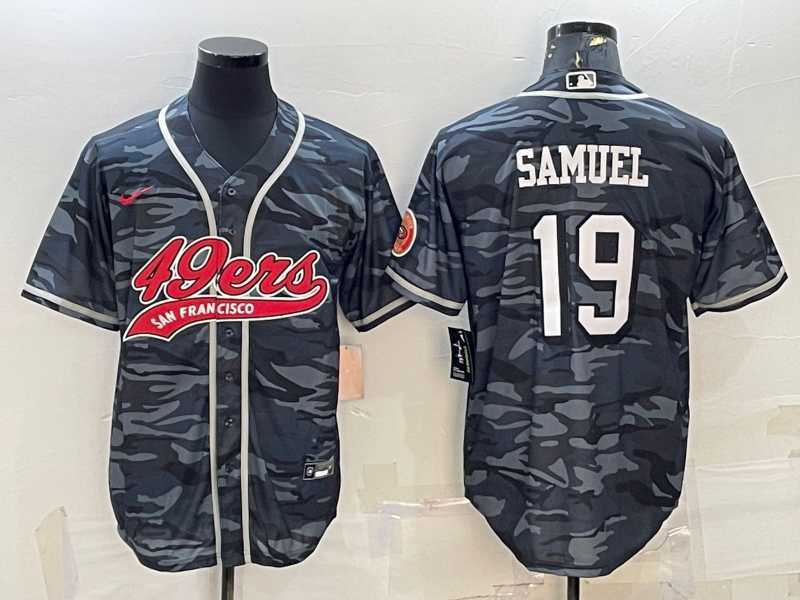 Mens San Francisco 49ers #19 Deebo Samuel Grey Camo With Patch Cool Base Stitched Baseball Jersey